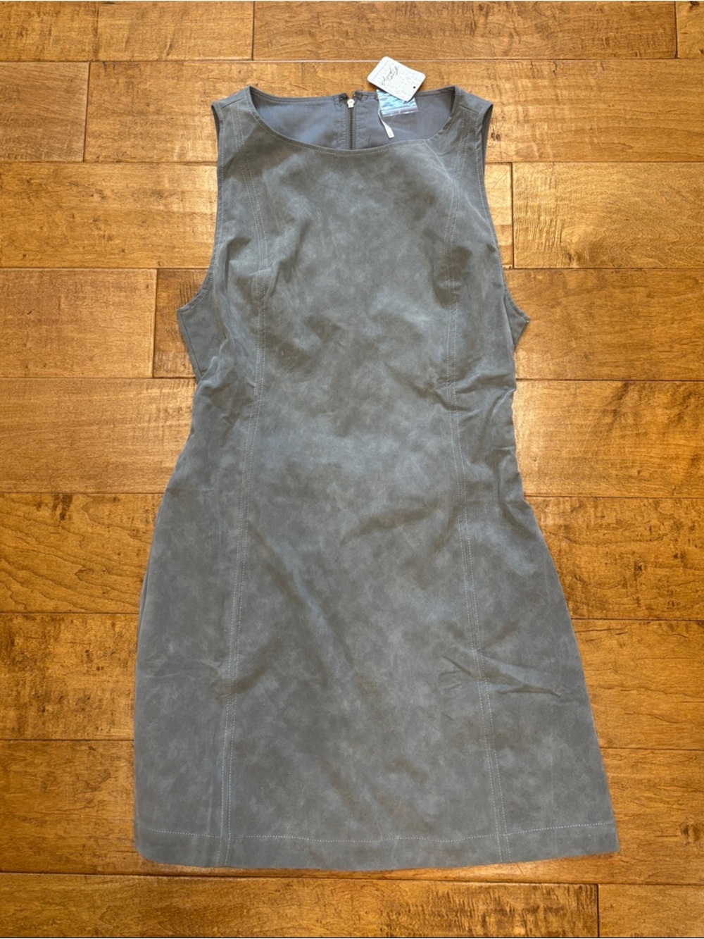 Free People Sleek Gray Sleeveless Suede Mini Dress—See the Back!! NWT